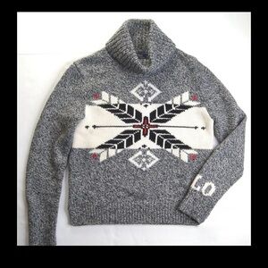 POLO by RALPH LAUREN:  RARE and beautiful Gray and White Turtleneck Sweater